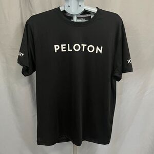 Peloton Century 100 Shirt Mens‎ L Black Graphic Logo Stretch Crew Neck Pullover